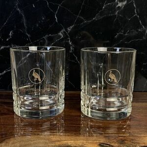 Wild Turkey Bourbon Whiskey Gold Logo Heavy Incised Rocks Glass Set of 2